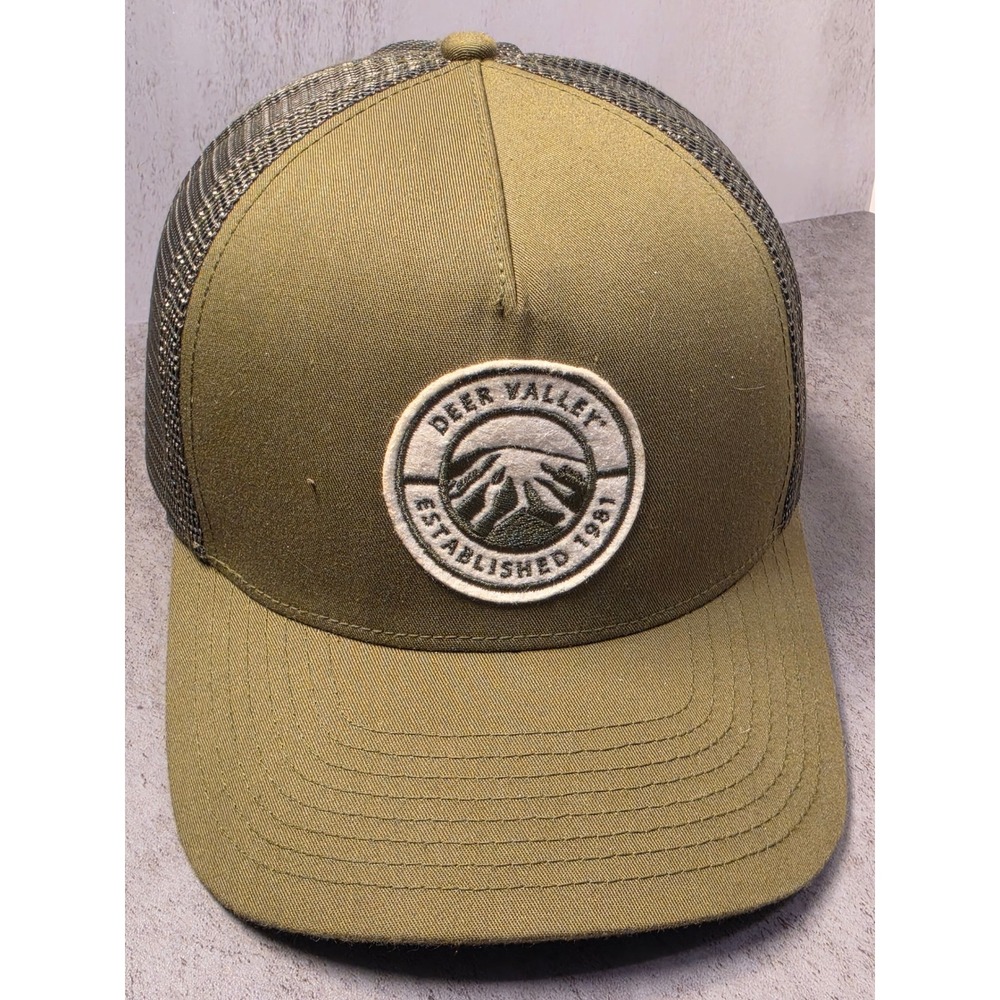 Deer Valley Resort Rove Trucker Hat Olive Green‎ Mesh Snapback Ski Utah Cap